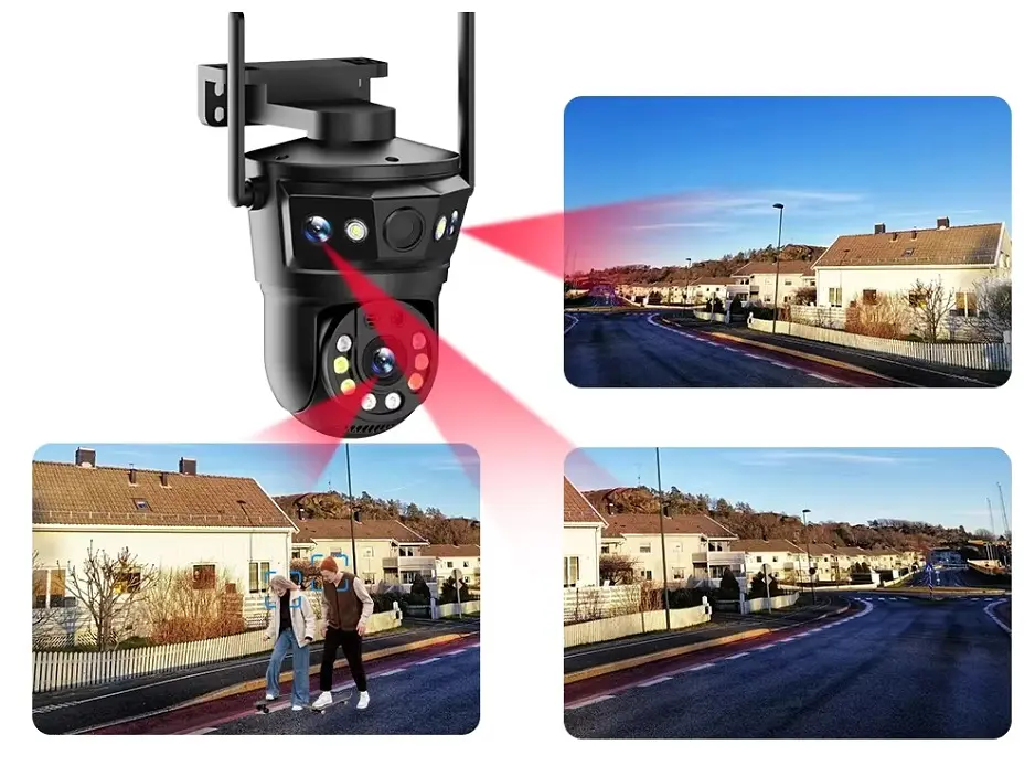 Вулична WiFi IPкамера  P6S  12Мп   3 об'єктиви Zoom 10-кратний  чорна - фото 5