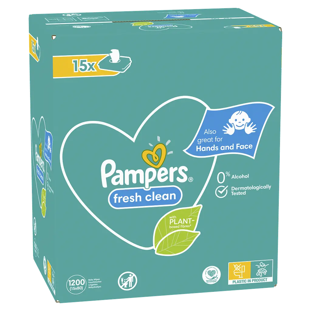 Уцінка. Набір дитячих вологих серветок Pampers Baby Fresh Clean, 1200 шт. (15 упаковок по 80 шт.) - фото 5