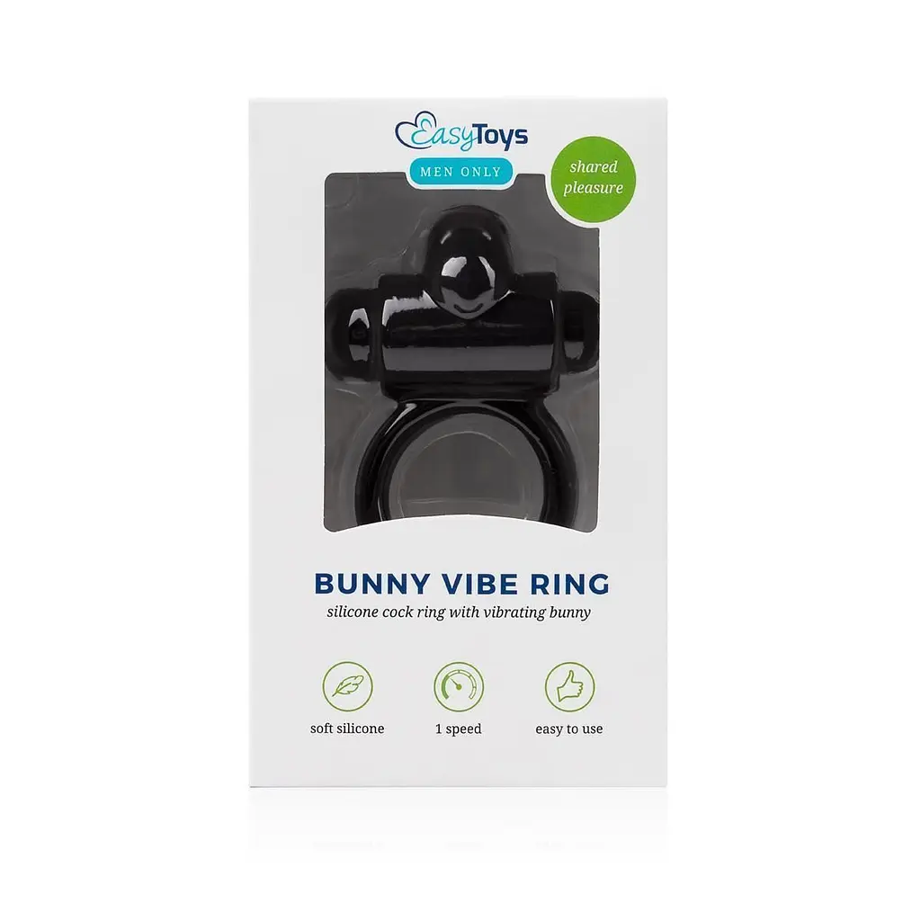 Ерекційне кільце EasyToys Bunny Vibe Ring 7.4 см (чорний) - фото 10
