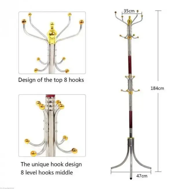 Металева підлогова стійка-вішалка для одягу Coat Rack тринога 16 гачків - фото 5
