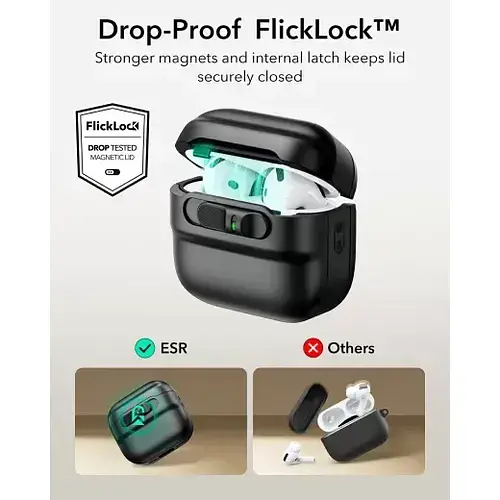 Чохол з ремінцем ESR Pulse FlickLock Case HaloLock для AirPods 4 2024 Black (1C0130102) - фото 4