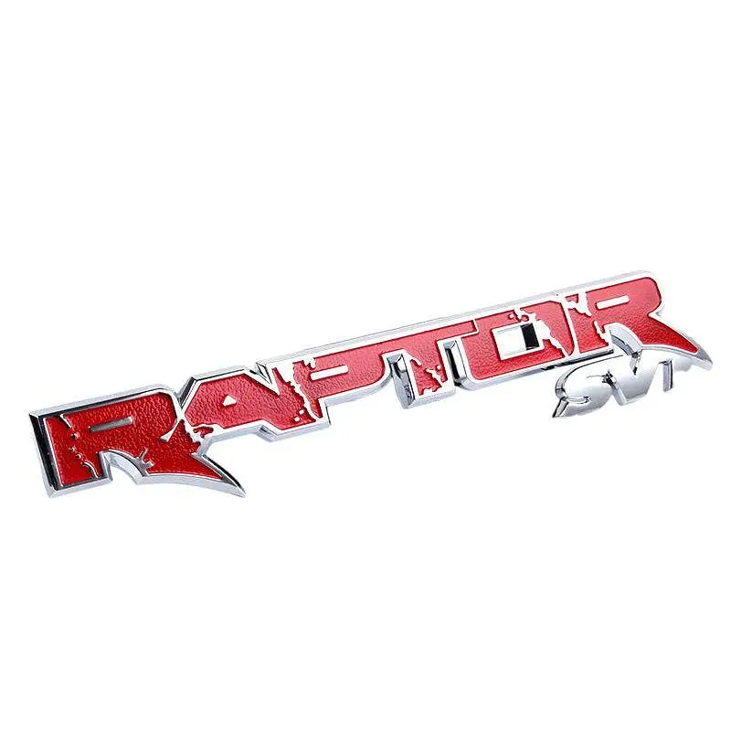 Емблема напис Raptor SVT для Ford червона+хром 375×70 мм пластик (на скотчі)