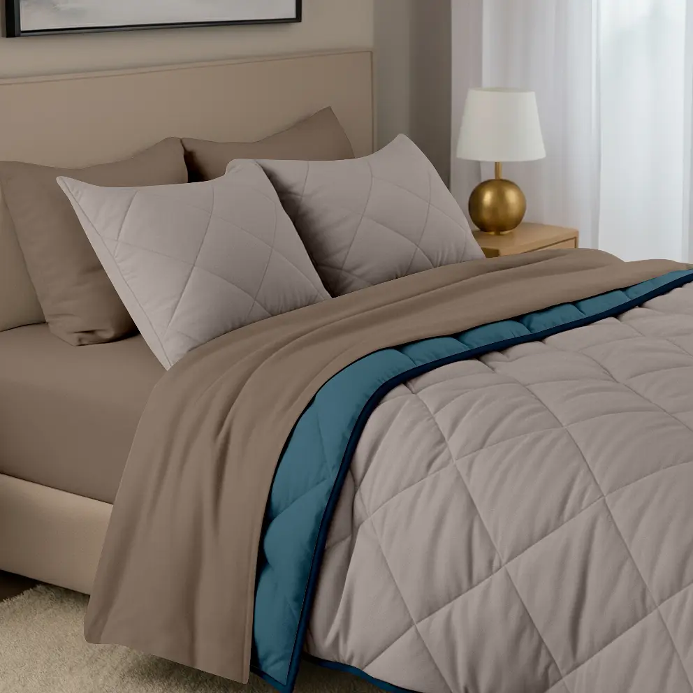 Покривало Cosas TAUPE STONE CS9 200х220 см стьобане двостороннє на ліжко та диван (Blanket_84Quartz_68Sky_kt_110Ocean_200x220) - фото 3