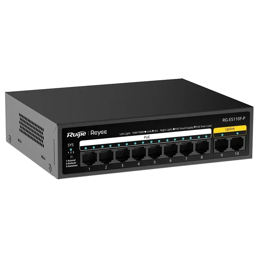 Комутатор Ruijie Reyee 10 портів некерований PoE (RG-ES110F-P) - фото 2