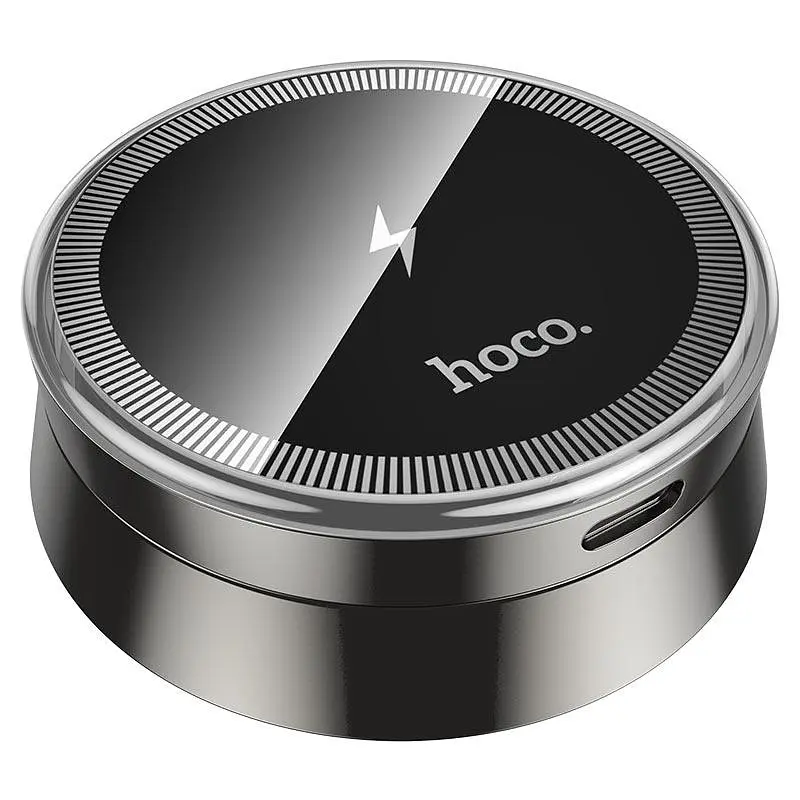 Холдер Hoco HW33 Metal ring magnetic wireless fast charging car holdercenter console Чорний - фото 3