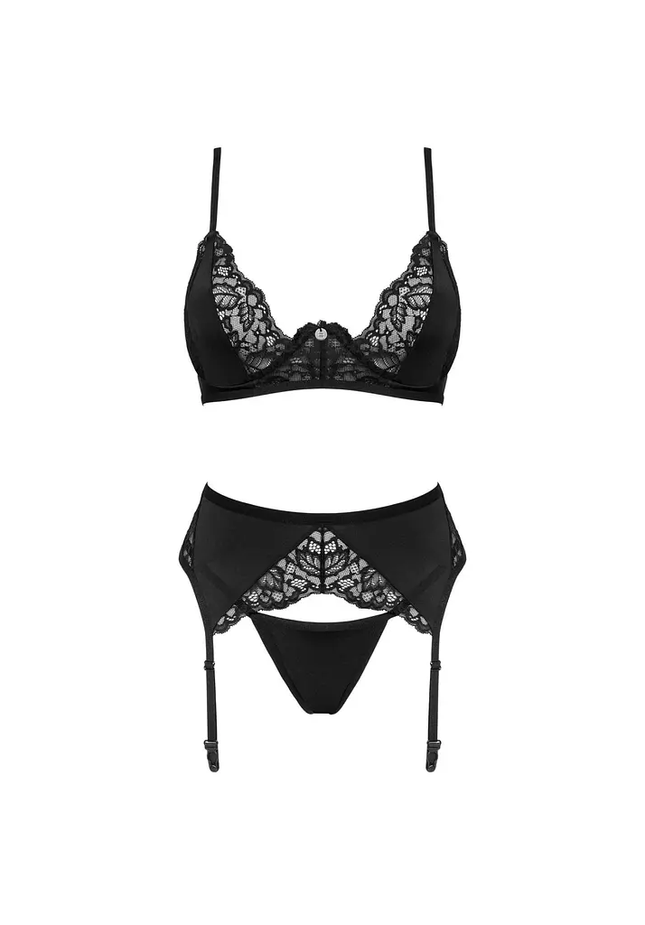 Комплект білизни Obsessive Bellastia XL/2XL чорний - фото 5