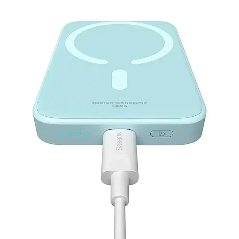 Магнітний портативний павербанк із бездротовою зарядкою Baseus Magnetic 20 W 6000 mAh для iPhone блакитний - фото 2