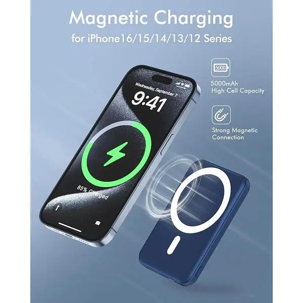 Портативний зарядний пристрій Podoru Magsafe 5000 mAh Wireless з кабелем Type-C PD 20W Mini Fast Charging Input Mag-safe - фото 7