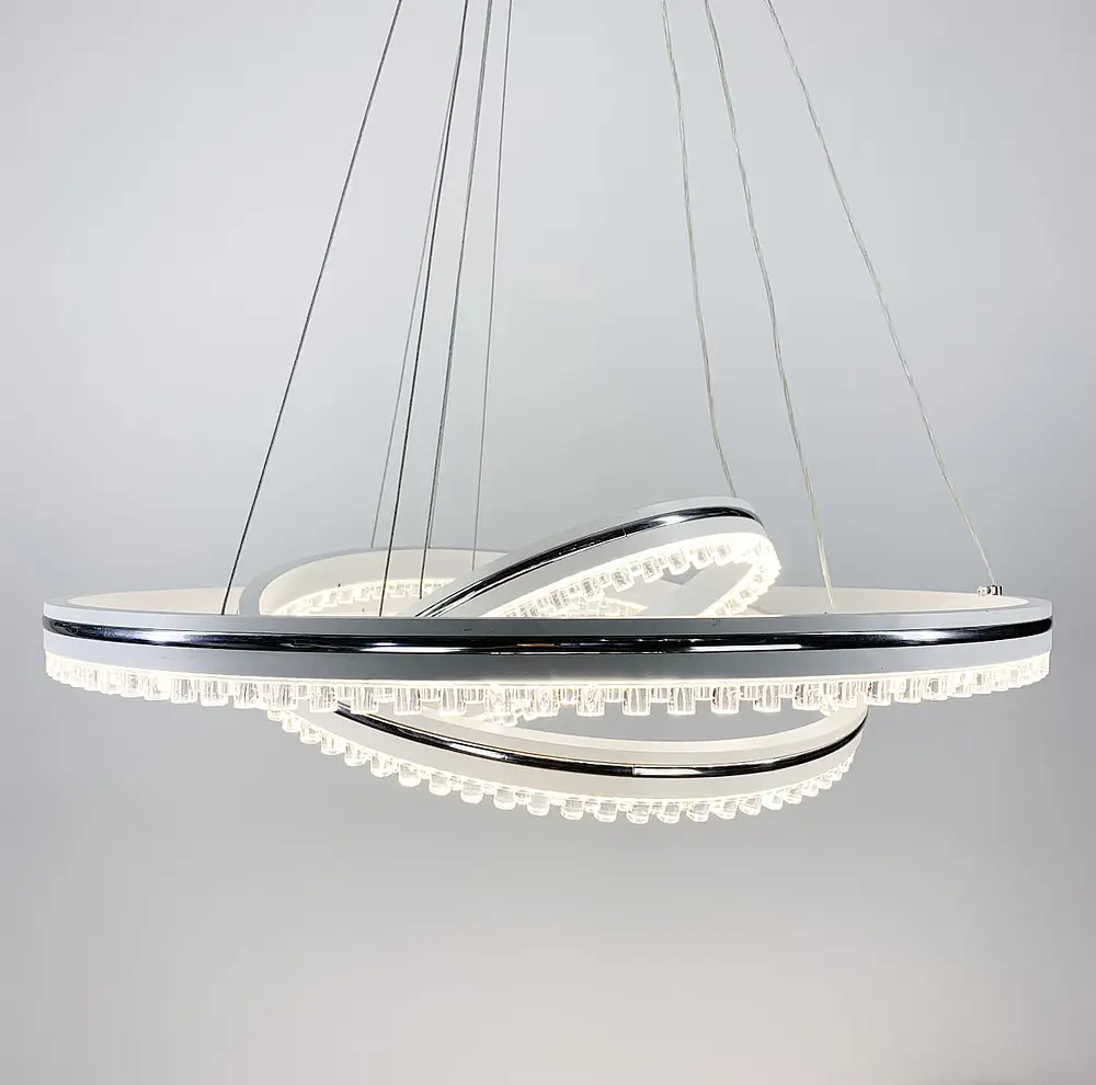 Белая LED люстра на 3 кольца с хромированной полоской Line.F A 55060/3P WH+CR - фото 4