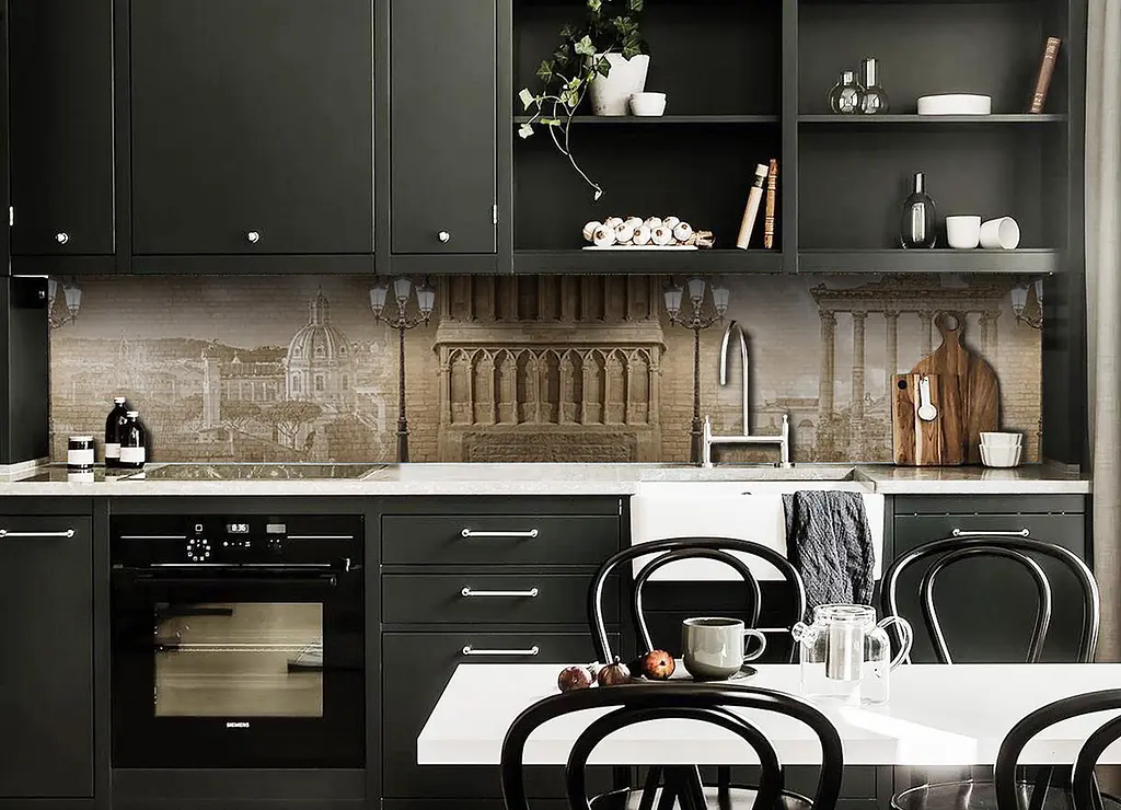 Вініловий кухонний фартух 3Д Античність наклейка для кухні Архітектура Бежевий 60х200 см Happy Pocket Z181668 - фото 2