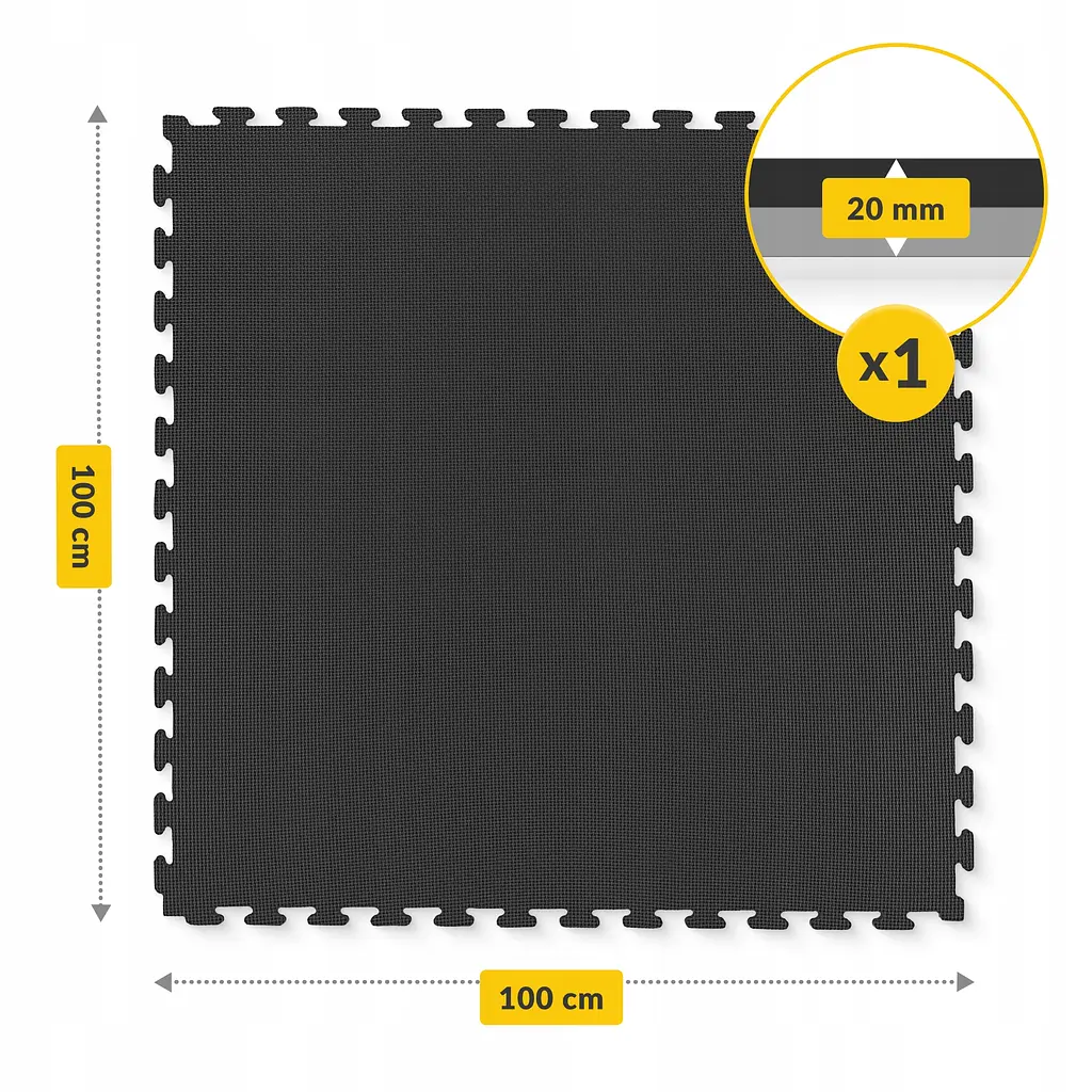 Мат-пазл (ласточкин хвіст) 4FIZJO Mat Puzzle EVA 100 x 100 x 2 cм Black/Grey (P-5907739316226) - фото 4