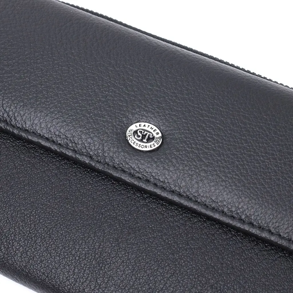 Жіноче портмоне з блоком для карт з натуральної шкіри ST Leather 22698 чорне - фото 5