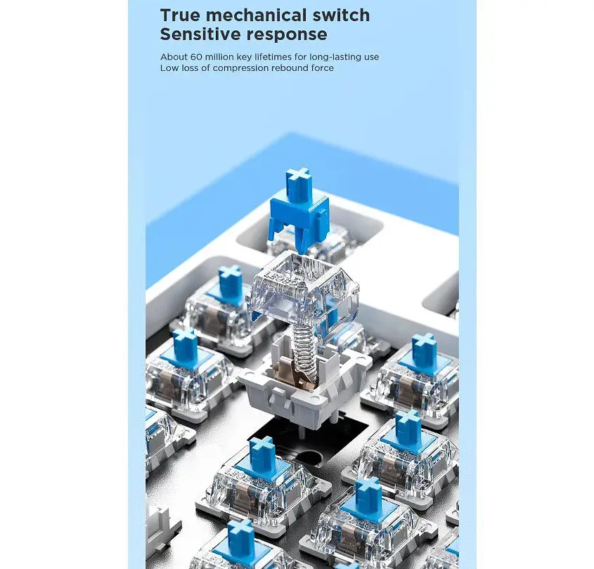 Клавіатура ігрова механічна Aula Mechanical F-2088 PRO Blue-Purple, +10 keys White, KRGD Blue - фото 5