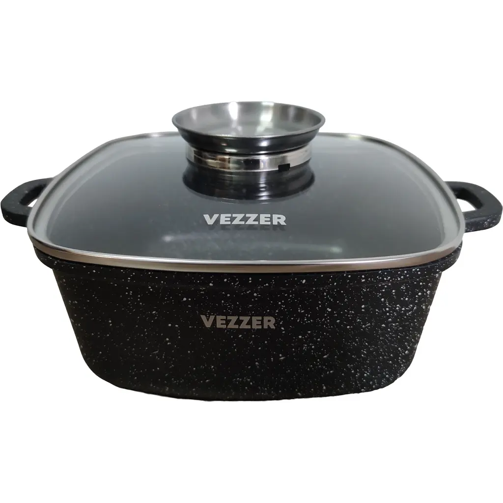 Каструля Vezzer квадратна з кришкою 24 см 4.5 л чорна (VZ8009) - фото 4