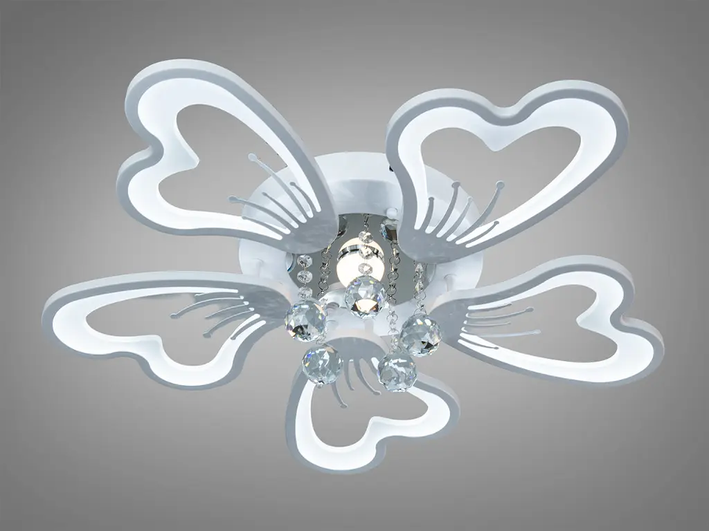 Компактна стельова LED-люстра для кухні Diasha 8154/5WH біла, 5 пелюсток, 75 Вт, 55 см, 10-16m2 - фото 2