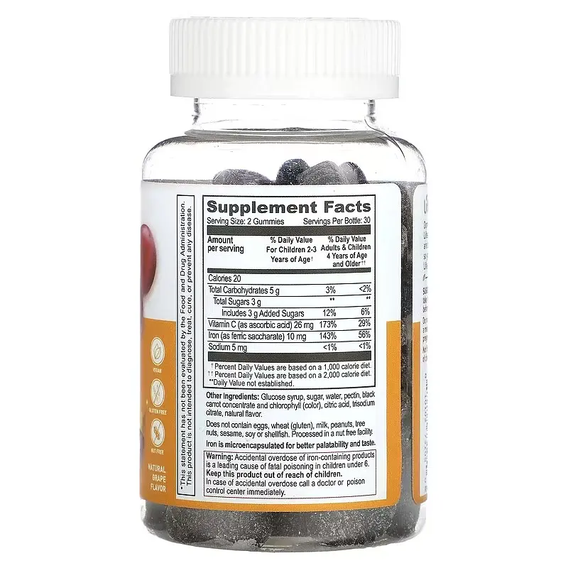 Залізо Kids Iron + Vitamin C 10 mg 60 Gummies Lifeable vit0005984 - фото 2