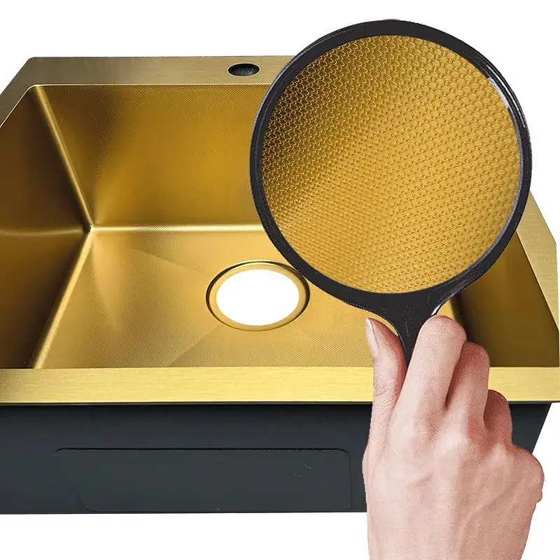 Кухонна мийка з нержавіючої сталі Mixxus MH5050 Micro Decor Brushed Gold MI8214, Золотий - фото 3