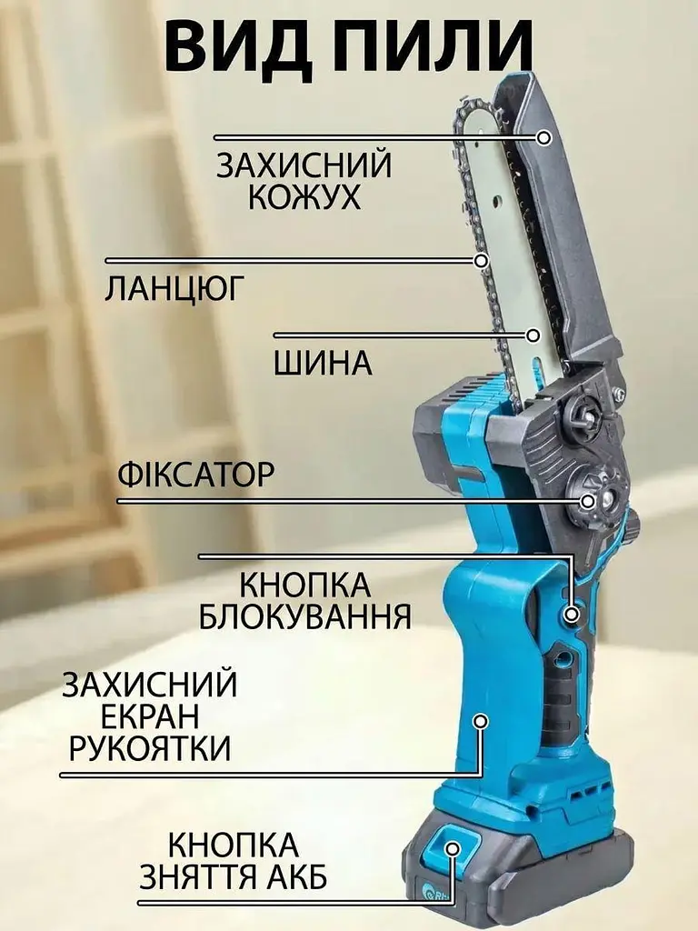 Набір садових інструментів 2 в 1 з міні-пилою 6" і секатором 4" 2 АКБ у кейсі (49675837) - фото 5
