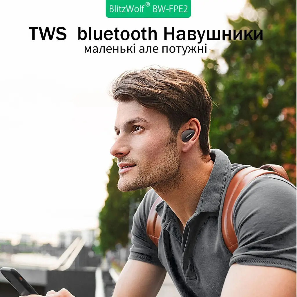 Бездротові навушники BlitzWolf BW-FPE2 TWS для Android, iPhone, iPad Чорні - фото 5