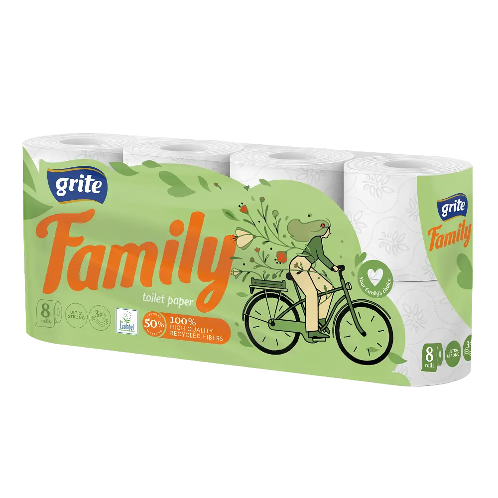 Туалетний папір Grite Family, 8 рул., Грите Фемілі, 3-х шаровий - фото 3
