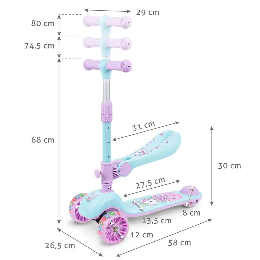 Дитячий самокат Kidwell Rimba Unicorn 2 в 1 з сідлом (5901130086207) - фото 9