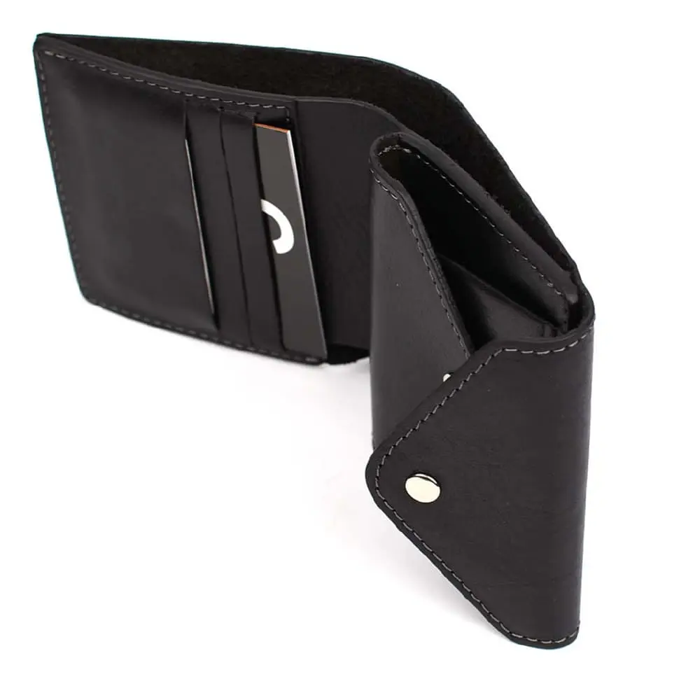 Мужское кожаное портмоне черное GRANDE PELLE 11.5х9х1.5 см acs0032098 - фото 2