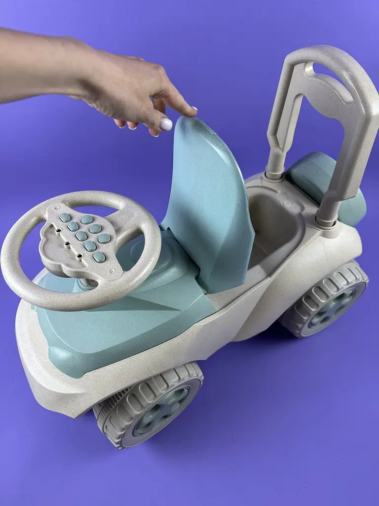 Толокарь музыкальный "Автошка" Eco Green Doloni 0142/01eco зеленый, с ручкой для родителей, для детей от 1 года - фото 3