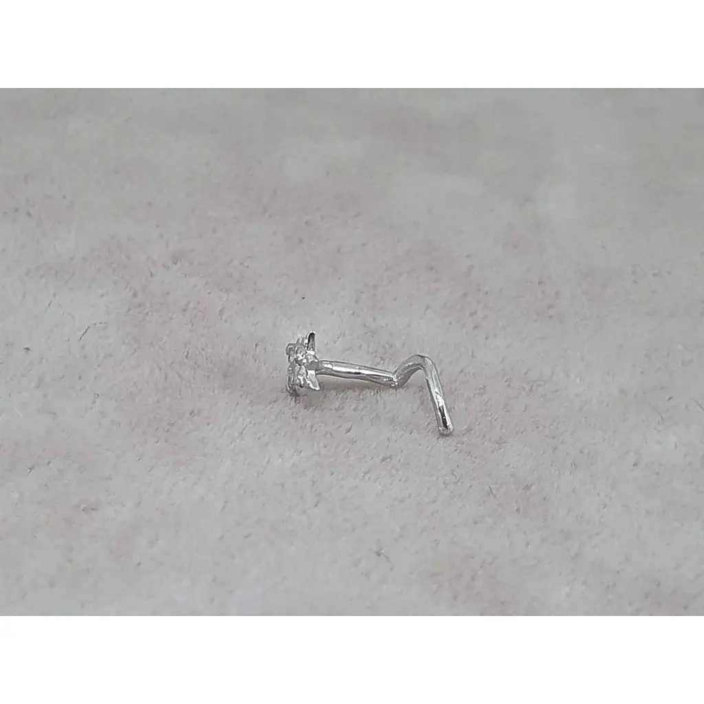 Золота сережка-пірсинг Астор в ніс з діамантами. 1122443Р_Б - фото 3