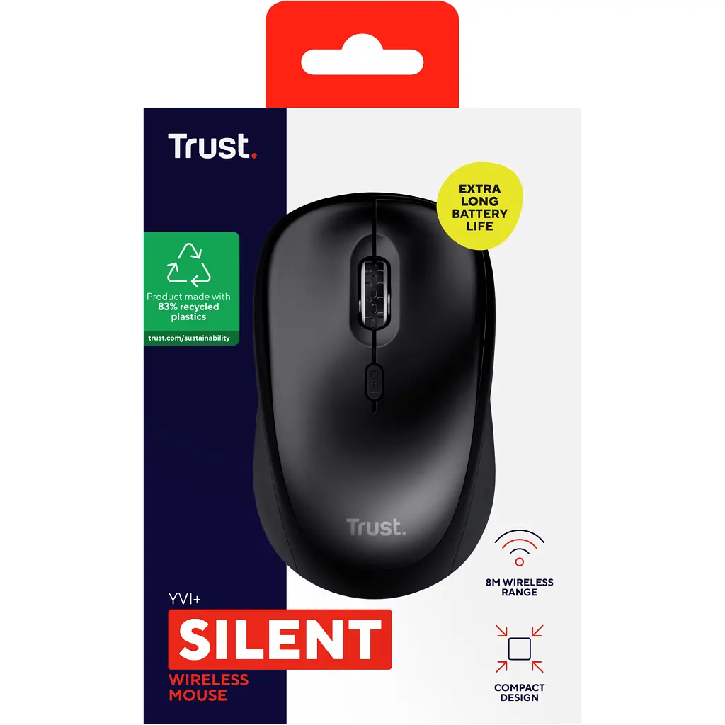 Мышка Trust Yvi+ Silent Wireless/Bluetooth Glossy Black (25512) - фото 6