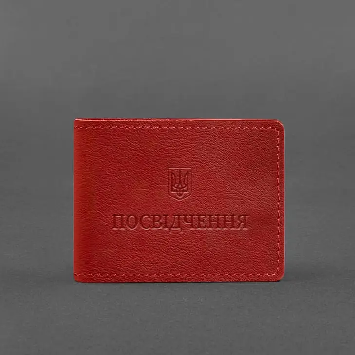 Універсальна шкіряна обкладинка для посвідчення червона - фото 5