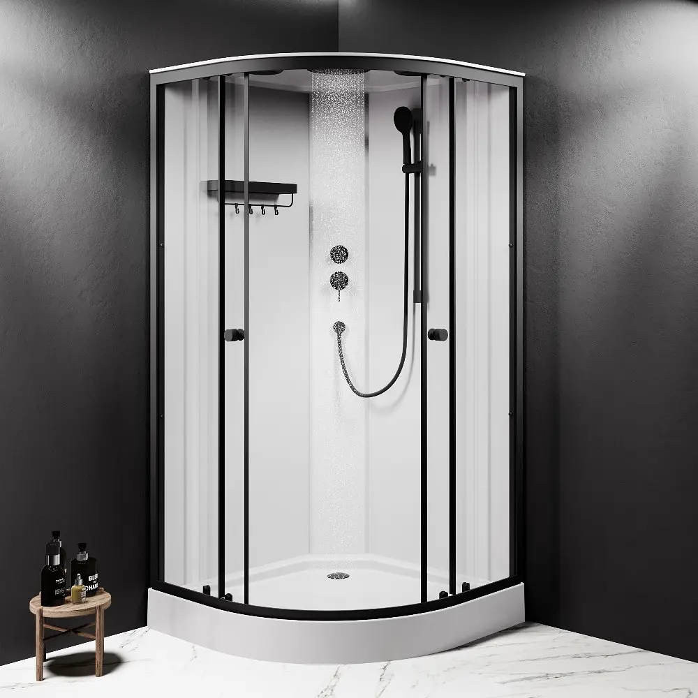 Душовий бокс AM.PM X-Joy 100x100 1/4 кола прозоре скло black matt W94C-401-100BT - фото 3