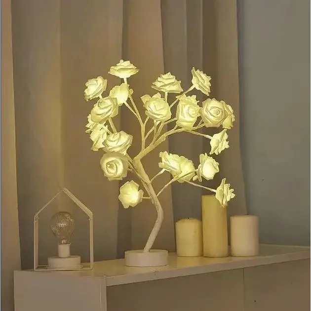 Лампа настільна XPRO SFK-27 Дерево біло-рожева троянда 24 LED тепле світло (44865-16923_299) - фото 3