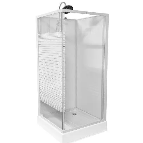 Душовий бокс Grace 90x90x195 см квадратний скло біла смуга профіль білий SLD-319W, Білий, интимато, білий - фото 2