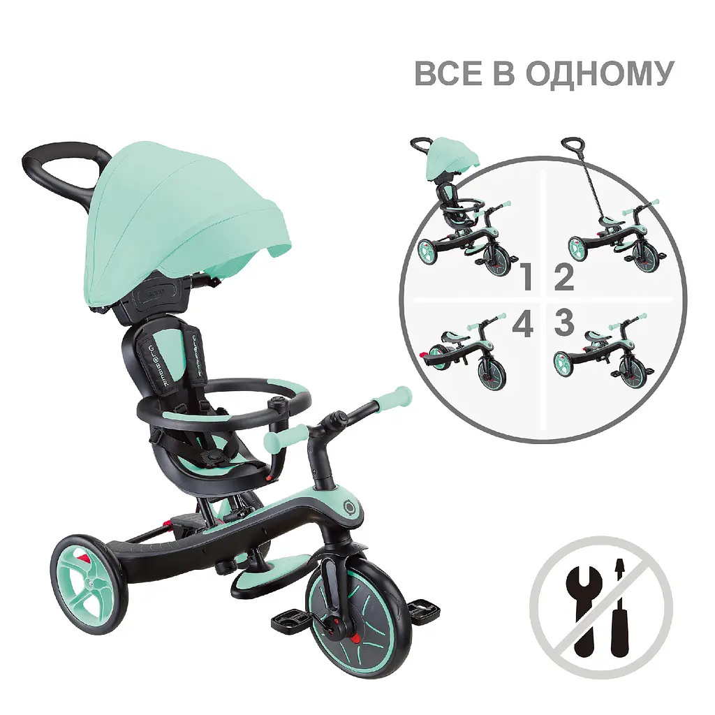 Велосипед детский Globber Explorer Trike 4 в 1 мятный (634-206) - фото 3