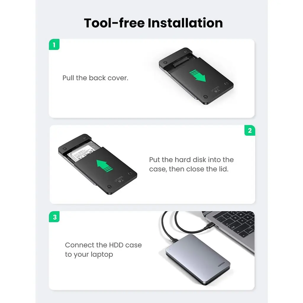 Зовнішня кишеня Ugreen 2.5-Inch SATA External Hard Drive Enclosure (UGR-70498) - фото 7