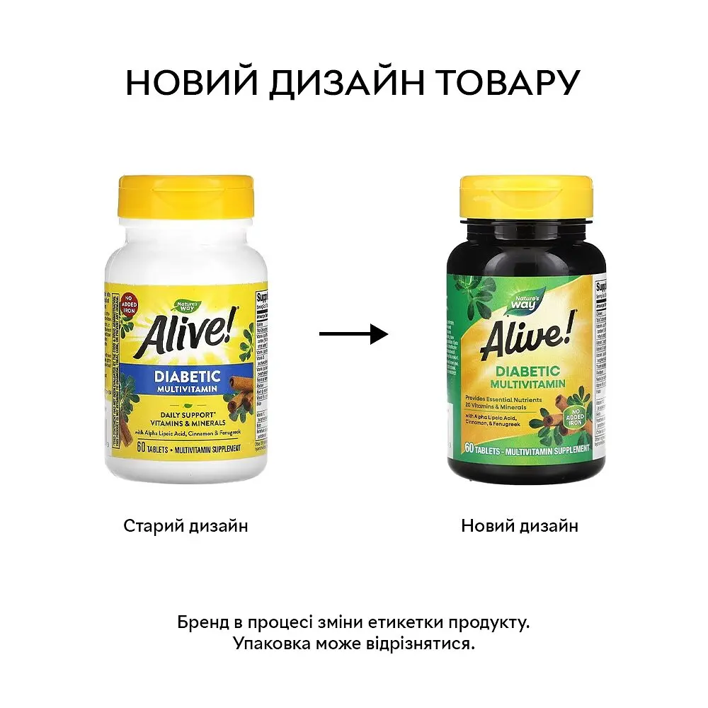 Витамины и минералы Nature's Way Alive! Diabetic Multivitamin, 60 таблеток для диабетиков - фото 4