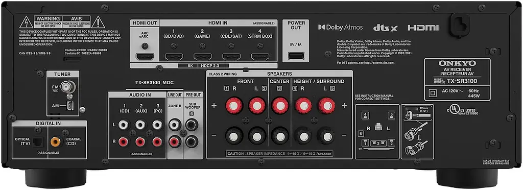 AV-Ресивер 5.2-канальный Onkyo TX-SR3100 Black - фото 4