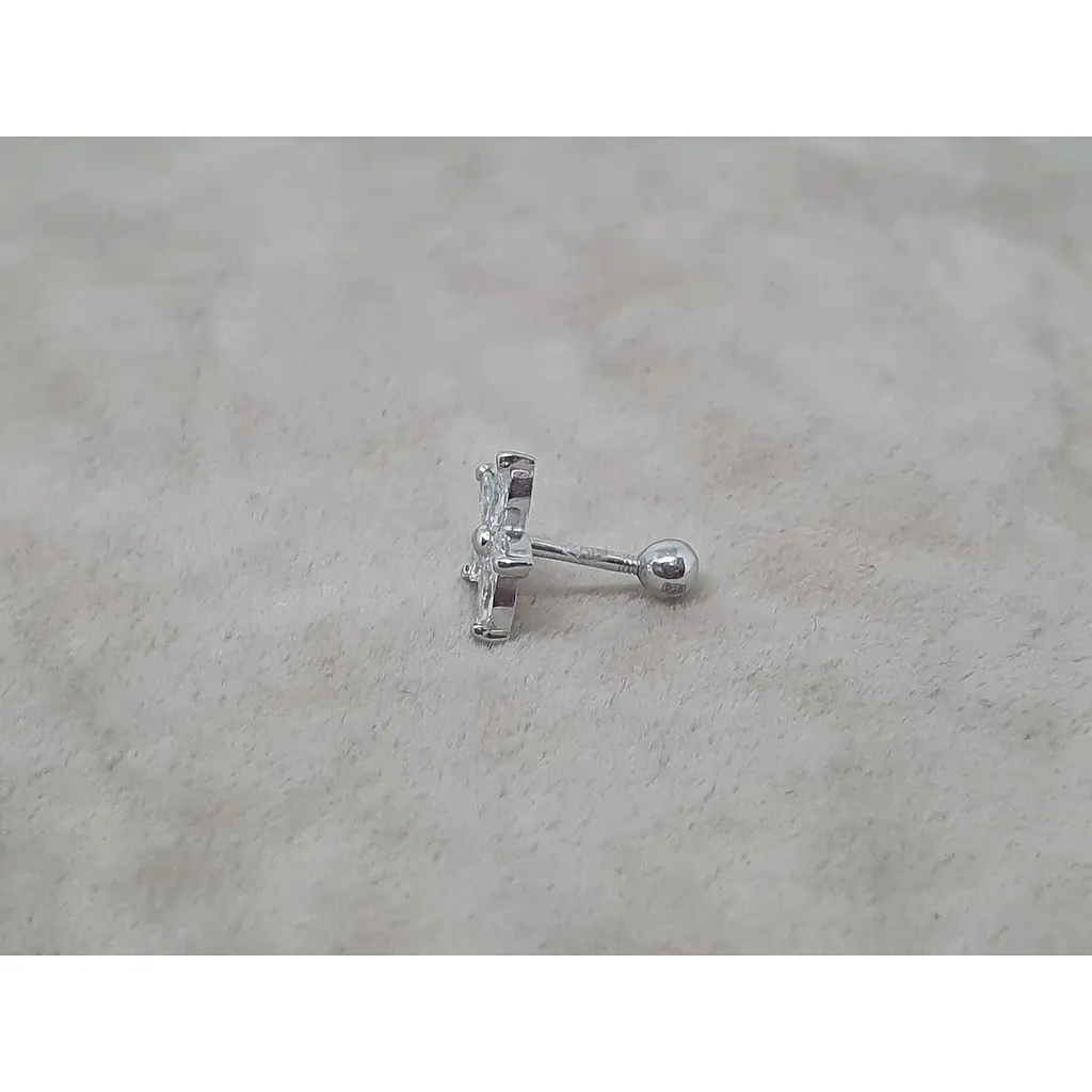 Серебряная серьга для пирсинга хеликса Ирий с фианитами. 40103ШТ - фото 2