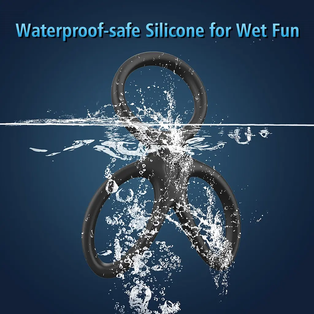 Ерекційне кільце Triple Silicone чорне - фото 11
