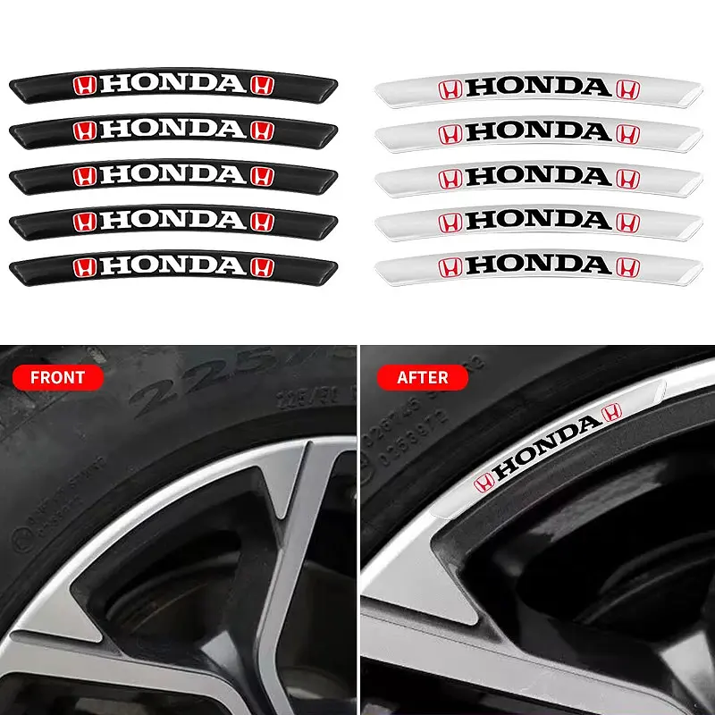 Емблема обода колеса Honda 4 шт Алюміній наклейка на диски на скотчі Чорні - фото 4