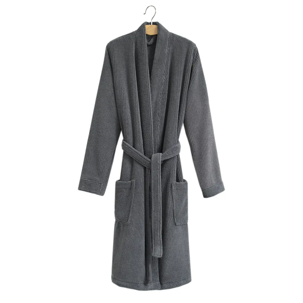 Халат-кимоно unisex Lotus Home - Bold Microcotton antrasit махровый S - фото 8