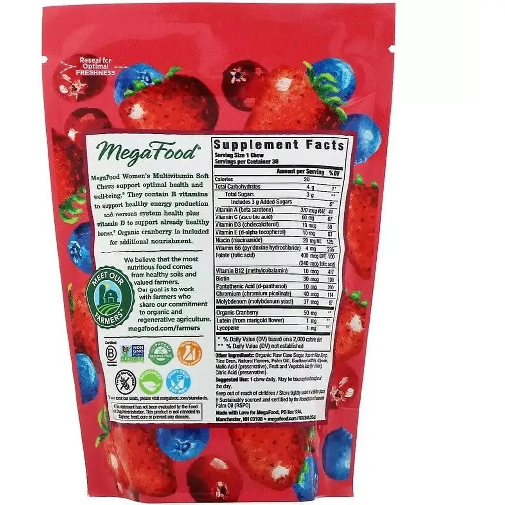 Мультивітаміни для жінок MegaFood Soft Chews смак ягід 30 м'яких жувальних цукерок - фото 2