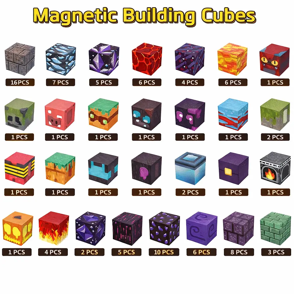 Магнітний конструктор Minecraft 100 шт + 3 фігурки по грі Майнкрафт Підземелля та лава Mk001019 - фото 4