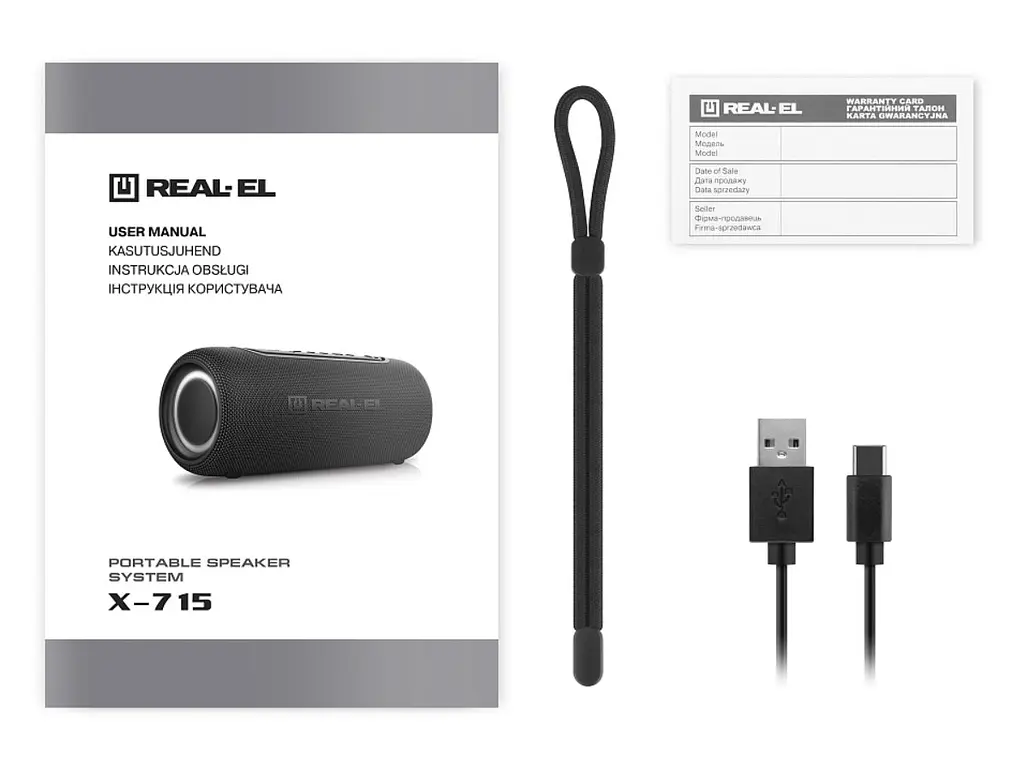 Портативная колонка REAL-EL RX715 10W Bluetooth TWS, RGB, Black - фото 14