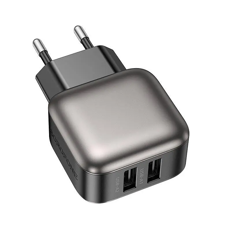 Адаптер мережевий Borofone Absolute dual-port charger BAS51A 2USB, 12W/2.4A - фото 2