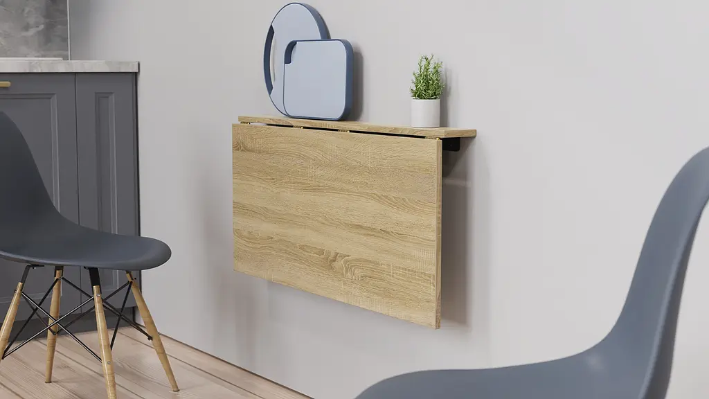 Обідній стіл-трансформер Ніка стіновий Ferrum-decor 420x900x500 Чорний метал ДСП Дуб Сонома 16 мм (FRD-105167) - фото 8