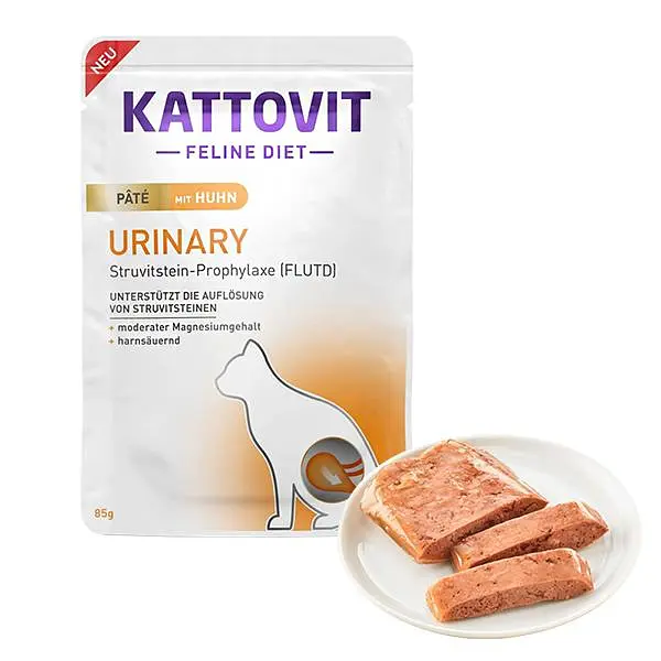 Повнораціонний вологий лікувальний корм Kattovit Urinary для котів із захворюваннями МКХ, курка, 85 г (77285)
