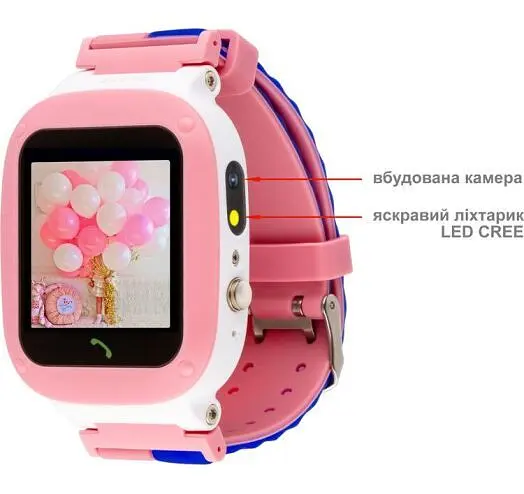 Дитячий смарт-годинник AmiGo GO004 Splashproof Camera+LED (Pink) [59320] - фото 4