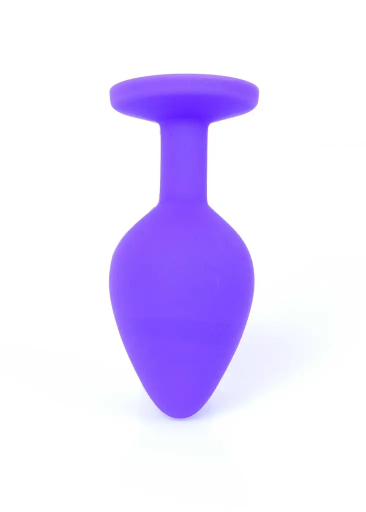 Анальна пробка із кристалом B-Series Jewellery Purple Silicon Plug Medium Red Diamond, 8х3.5 см, фіолетовий з червоним - фото 6