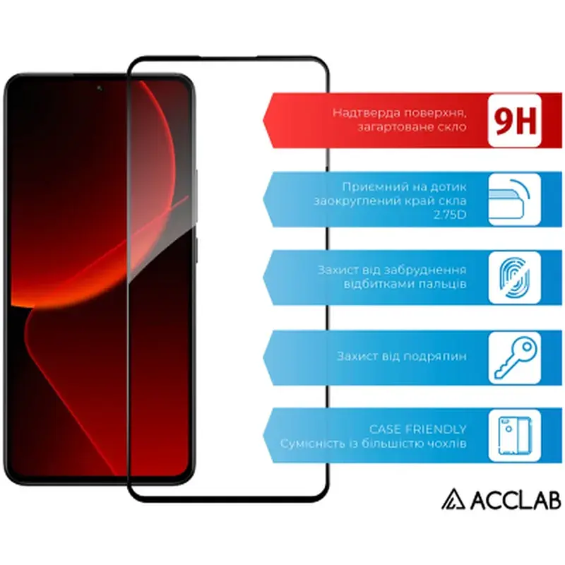 Скло захисне ACCLAB Full Glue Xiaomi 13T Black (1283126582523) - фото 3